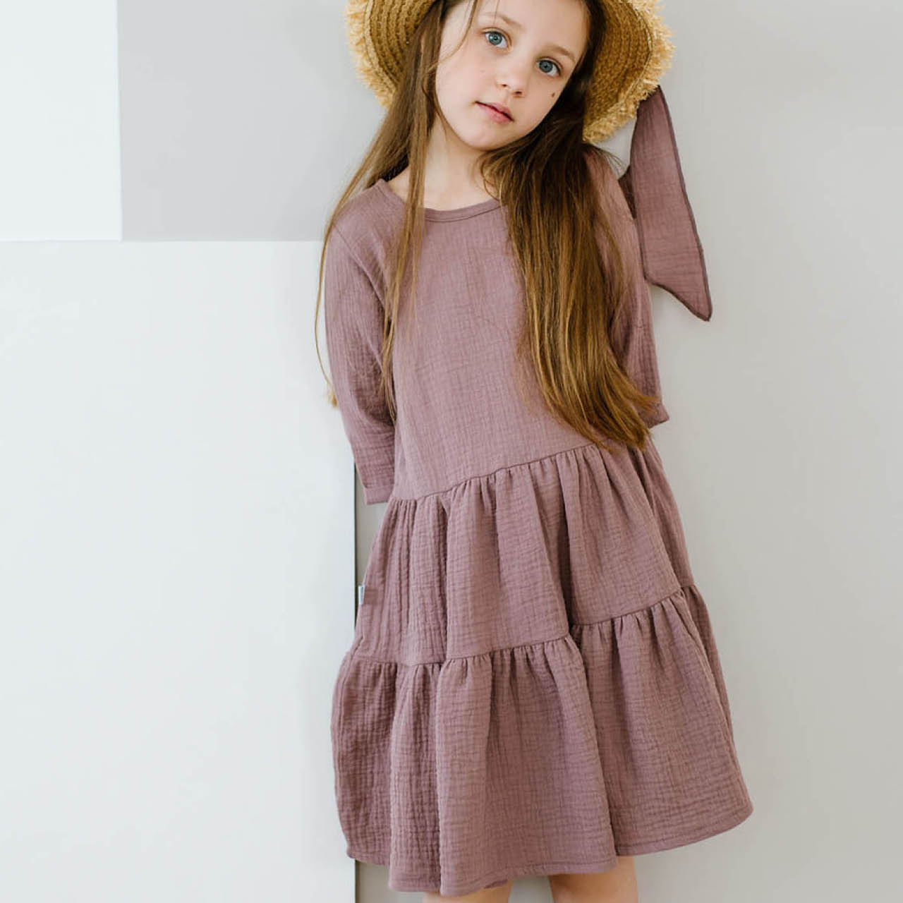 Flatterkleid Musselin 3/4 Arm