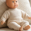 Vorschaubild Puppen Strickstrampler 28-35cm beige, Bio-Baumwolle