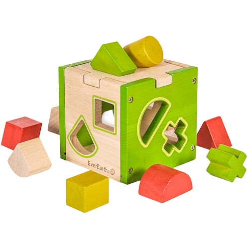 Holz Sortierbox mit 10 Steinen abnehmbarer Deckel