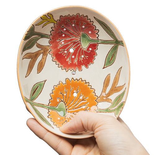 Seifenschale SUMMER rot oval aus Keramik