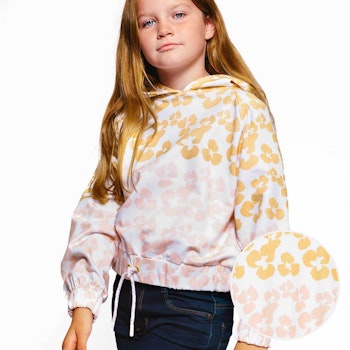 Sweatshirt Kapuze Blumen Motive gelb-rosa
