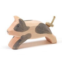 Ferkel gefleckt Holzfigur laufend 4 cm hoch