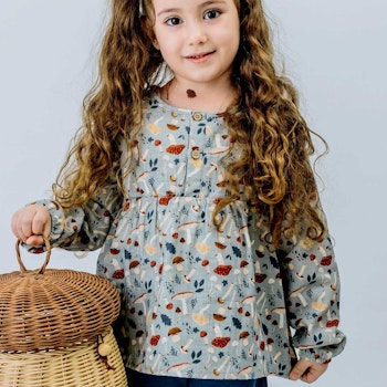 Weiche Musselin Bluse Pilze