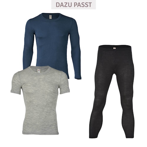 Herren Wolle Seide Langarmshirt