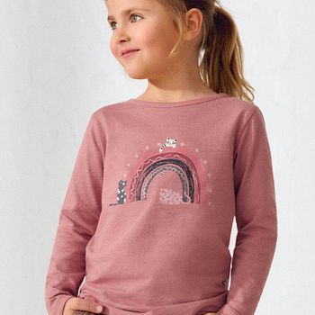 Weiches Langarmshirt Regenbogen altrosa