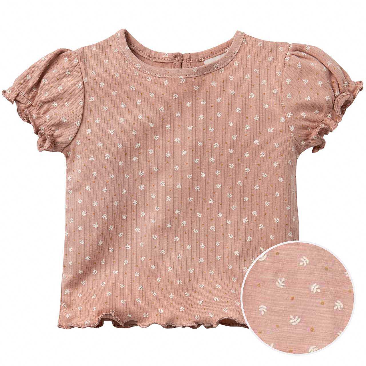 Verspieltes Ripp T-Shirt Blätter