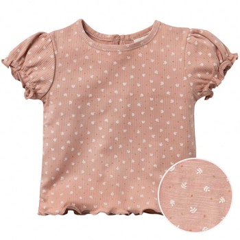 Verspieltes Ripp T-Shirt Blumen koralle