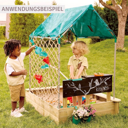 Sandkasten mit Dach und viel Zubehör