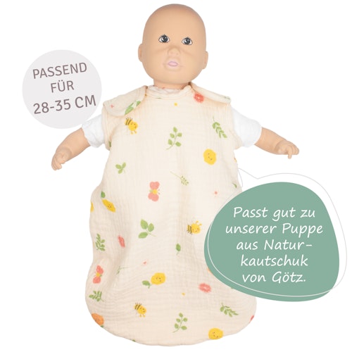 Musselin Puppen-Schlafsack 28-35cm Früchte, Bio-Baumwolle