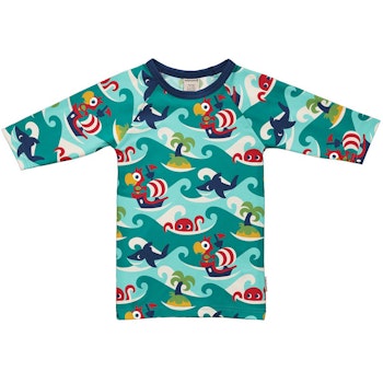 Badeshirt langarm Regenbogen blau