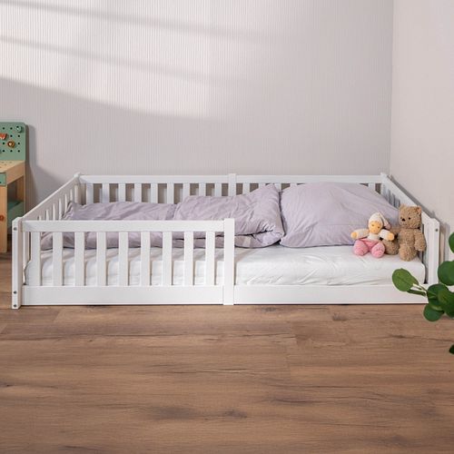 Montessori Bett 90x200 - Bodenbett mit Rausfallschutz