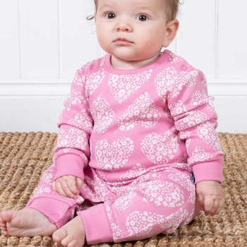 Babystrampler Herz-Motive rosa