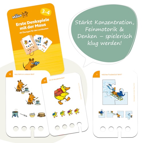 Erste Denkspiele Kartensatz mit der Maus ab 3-4 Jahren (ohne Lochkasten)