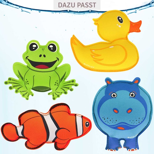 2er Set Tauchtiere aus Neopren Frosch und Nilpferd