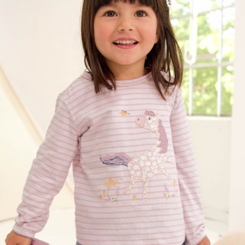 Süßes Langarmshirt Einhorn rosa gestreift