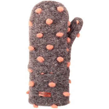 Hochwertige grau-apricot Handschuhe Wolle