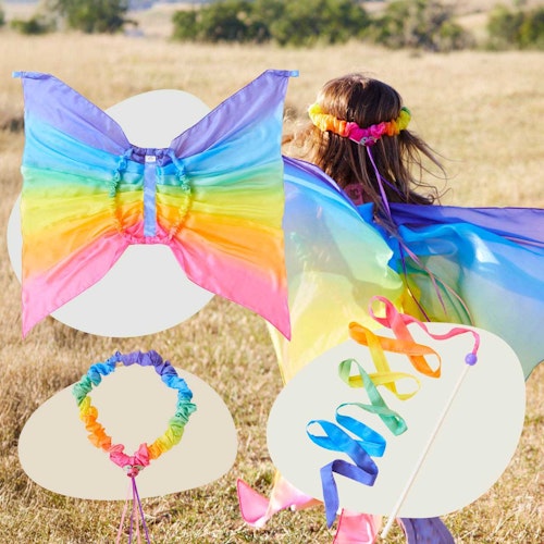 Regenbogen Tanzband aus Seide 2,4 m