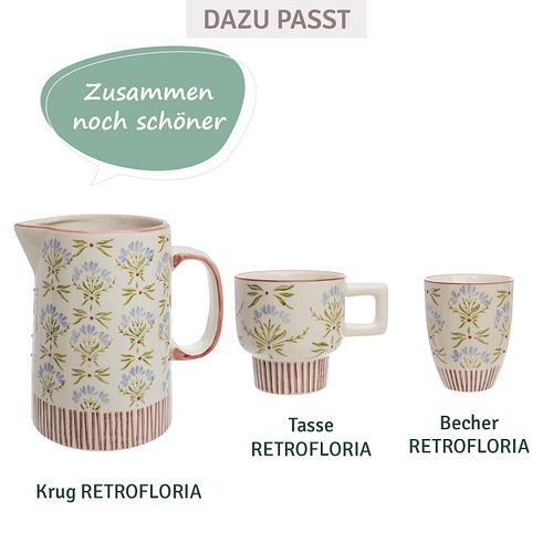 Krug RETROFLORIA 1500 ml blau zum stilvollen Servieren