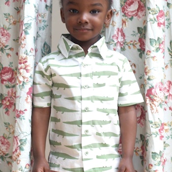 Hemd Block-Print kurzarm Shirt Webstoff