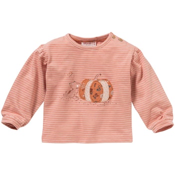 Weiches geringeltes Langarmshirt Kürbis rosa