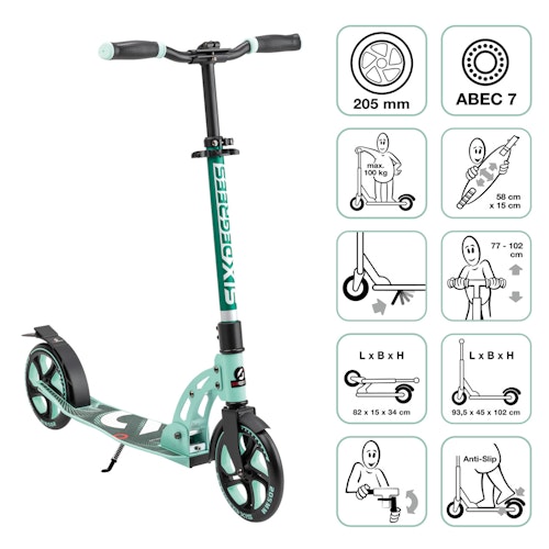 Alu Scooter ab 6 Jahre 35-100kg 205mm-Rädern mint