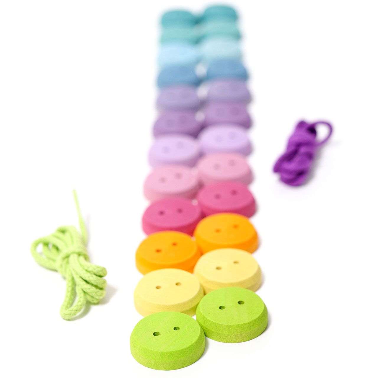 Fädelspiel kleine Holzknöpfe, 24-tlg.