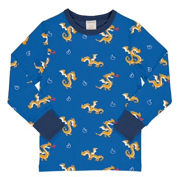Weiches Langarmshirt Drachen blau
