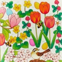 Vorschaubild Spieltuch Seide Frühling Ostern Suchbild 53 x 74 cm