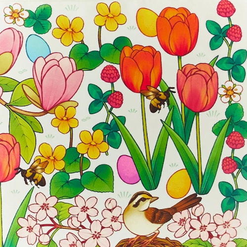 Spieltuch Seide Frühling Ostern Suchbild 53 x 74 cm