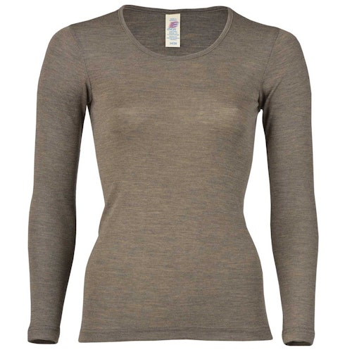Damen Wolle Seide Langarmshirt