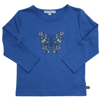 Langarmshirt Schmetterling-Stickerei marine