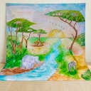 Vorschaubild Spieltuch Bio-Baumwolle Savanne Afrika 100 x 100 cm