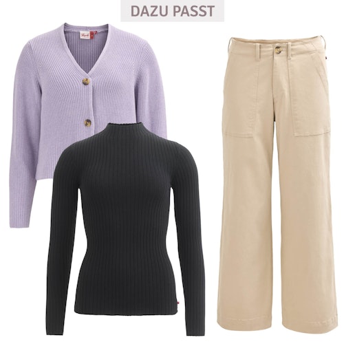 Taillierter Damen Rippstrickpullover