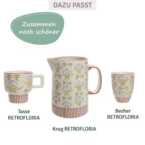 Tasse RETROFLORIA Blumen blau 250 ml stapelbar
