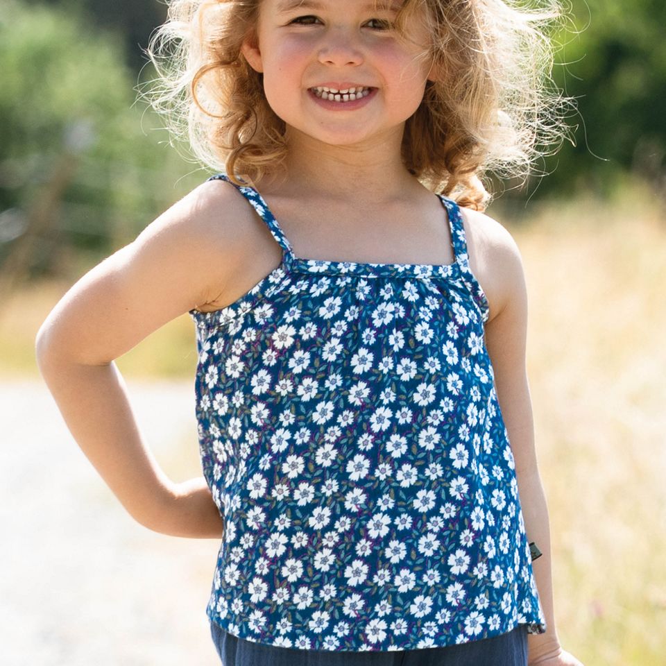 Sommer Shirt Musselin ohne Arm Blumen