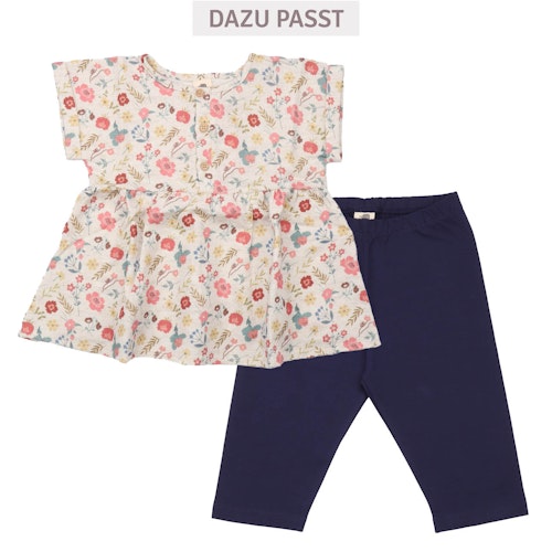Musselin kurzarm Bluse Blumen Blätter