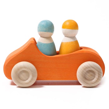 Holzauto großes Cabrio orange mit 2 Männchen ab 1 Jahr