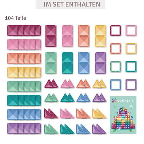Connetix Magnetbausteine Kreativset 104 Teile - pastell