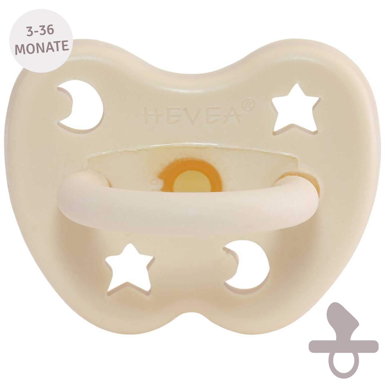 Kiefergerechter Schnuller Naturkautschuk 3-36 M. Stern beige