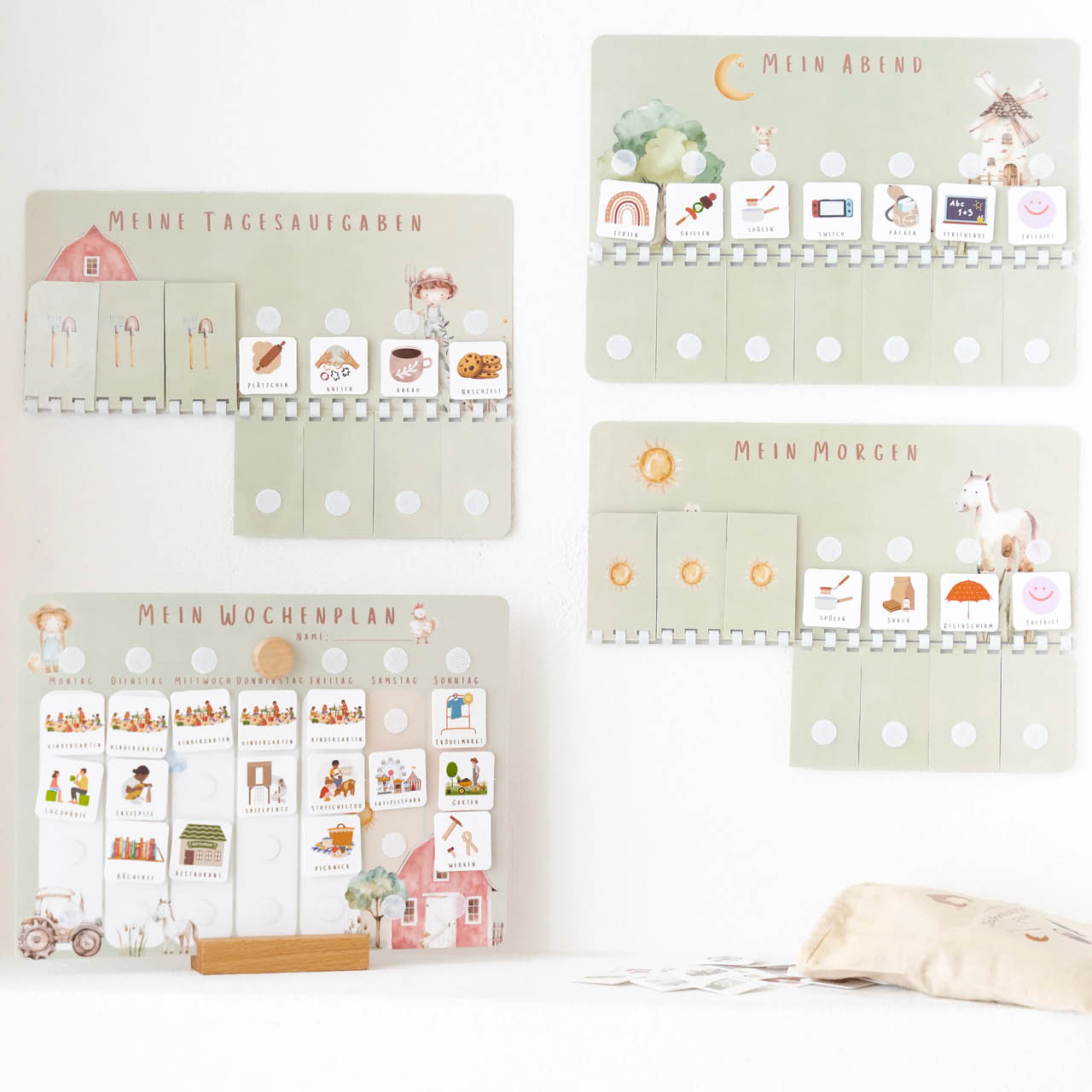 Wochenplaner mit Bauernhof Motiv und 3 Routineplänen