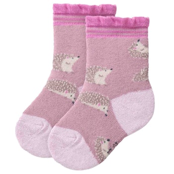 Kuschelige Frotteesöckchen Igel rosa