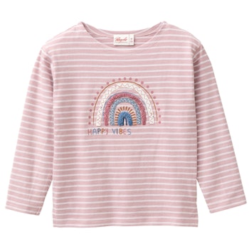 Weiches Langarmshirt Regenbogen rosa geringelt