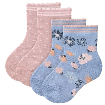 Doppelpack Frotteesöckchen rauchblau-rosa