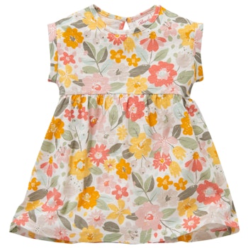 Luftiges Kleid kurzarm Dschungelblumen gelb