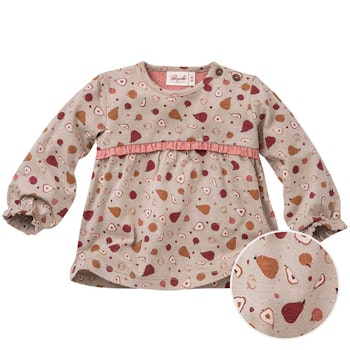Lockeres Langarmshirt Blümchen terrakotta