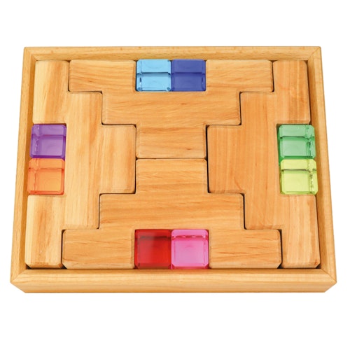 Treppenklötze mit Lichtbauquadern 16 Stück im Holzrahmen