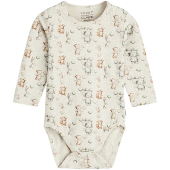 Body langarm Tiermotive beige