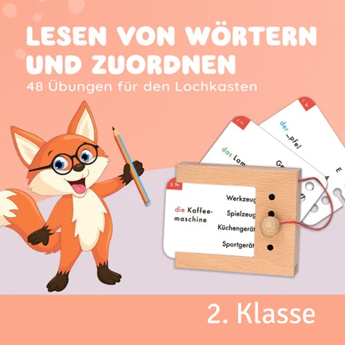 Kartensatz Lesen von Wörtern und Zuordnen (ohne Lochkasten)