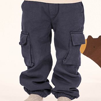 Gefütterte Cargo Twillhose dunkelblau