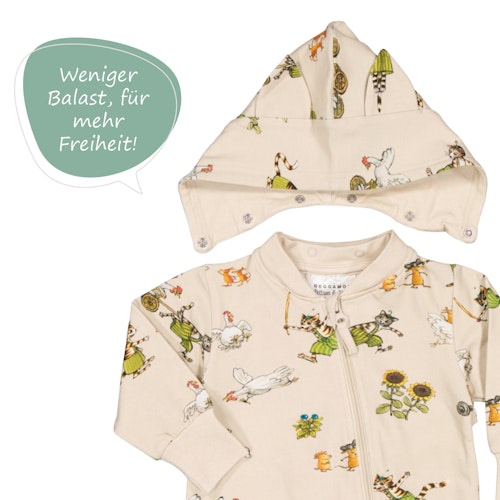 Strampler langarm Zipper Pettersson und Findus Alloverprint